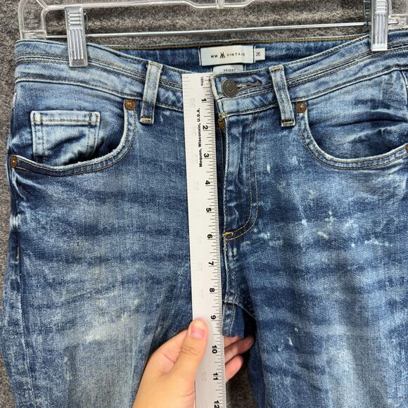 MM Vintage Jeans Women 26 Plus Blue Denim Medium Wash Mid Rise Skinny Pockets - Picture 5 of 8